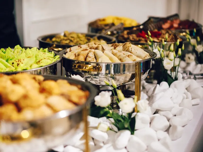Professional catering service prepared for a large gathering
