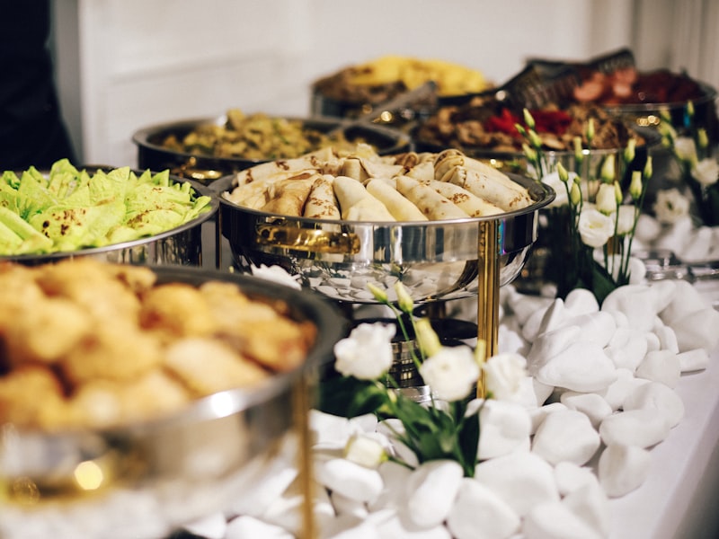 Professional catering service prepared for a large gathering
