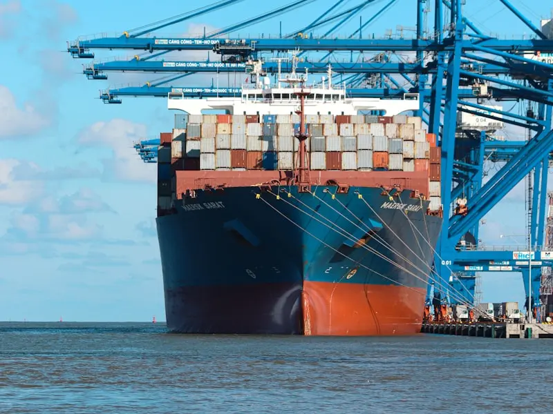 Cargo vessel at an international port