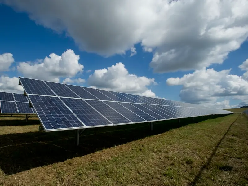 Large solar field across an arid landscape